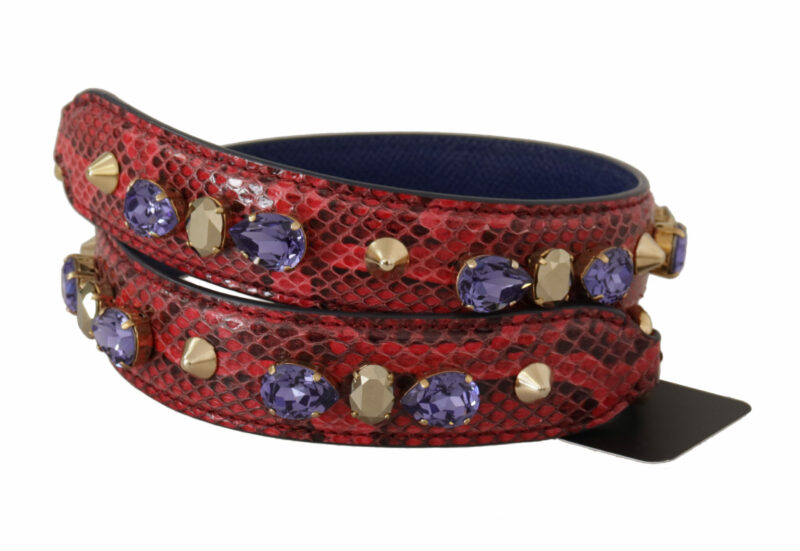 Dolce & Gabbana Elegant Red Python Leather Handbag Strap - Image 2