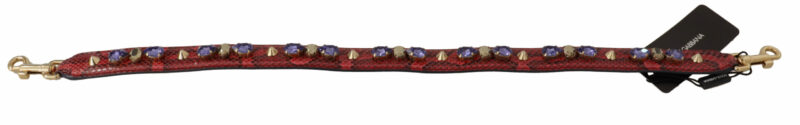 Dolce & Gabbana Elegant Red Python Leather Handbag Strap - Image 3