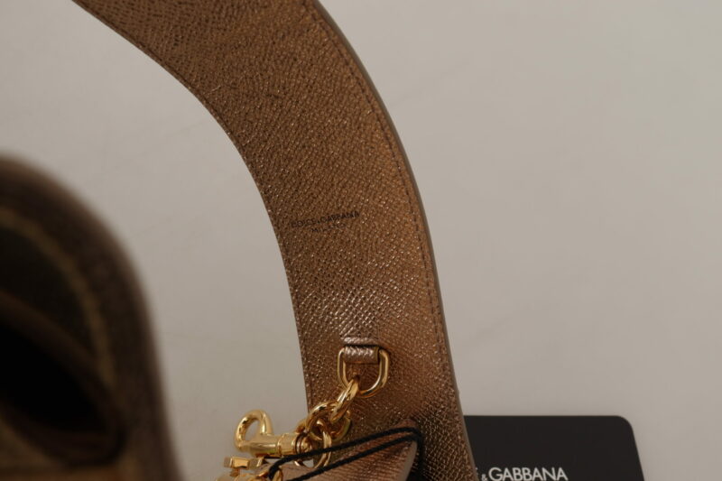 Dolce & Gabbana Elegant Gold Leather Shoulder Strap - Image 3