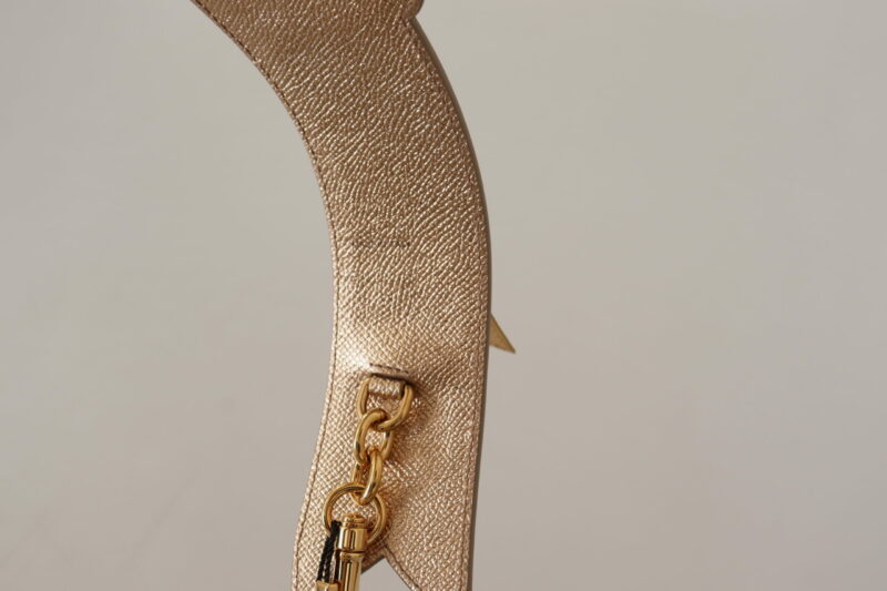 Dolce & Gabbana Elegant Gold Leather Shoulder Strap - Image 4
