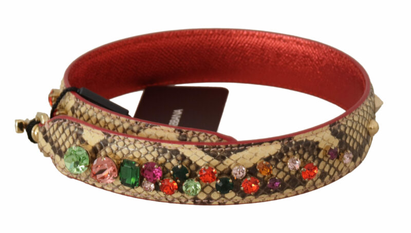 Dolce & Gabbana Elegant Beige Python Leather Bag Strap - Image 2