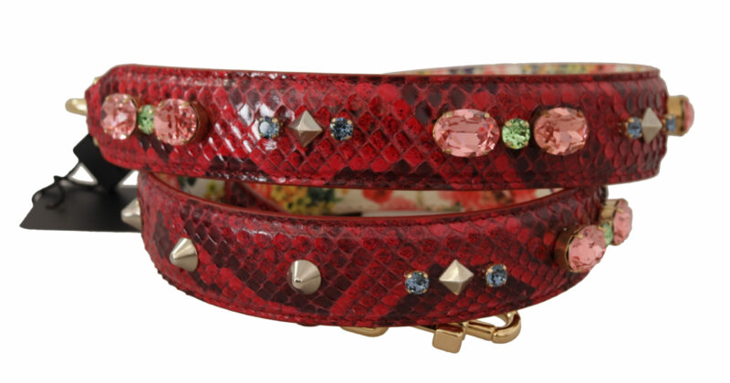 Dolce & Gabbana Elegant Red Python Leather Bag Strap - Image 2