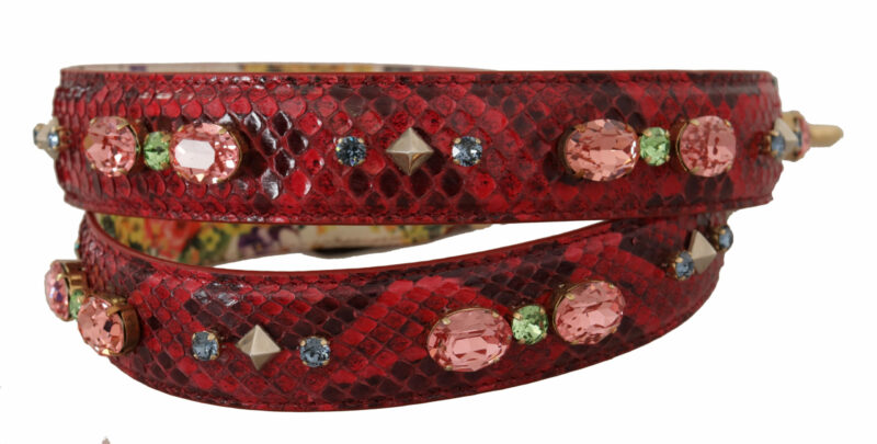 Dolce & Gabbana Elegant Red Python Leather Bag Strap - Image 4