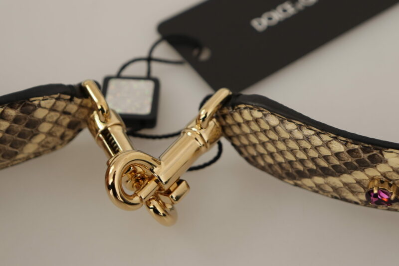 Dolce & Gabbana Elegant Beige Python Leather Shoulder Strap - Image 3