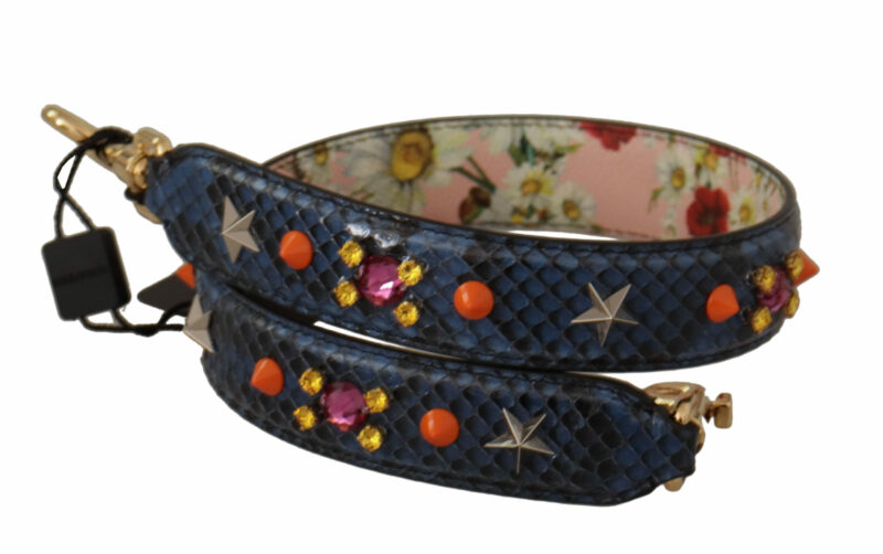 Dolce & Gabbana Elegant Blue Python Leather Bag Strap - Image 2