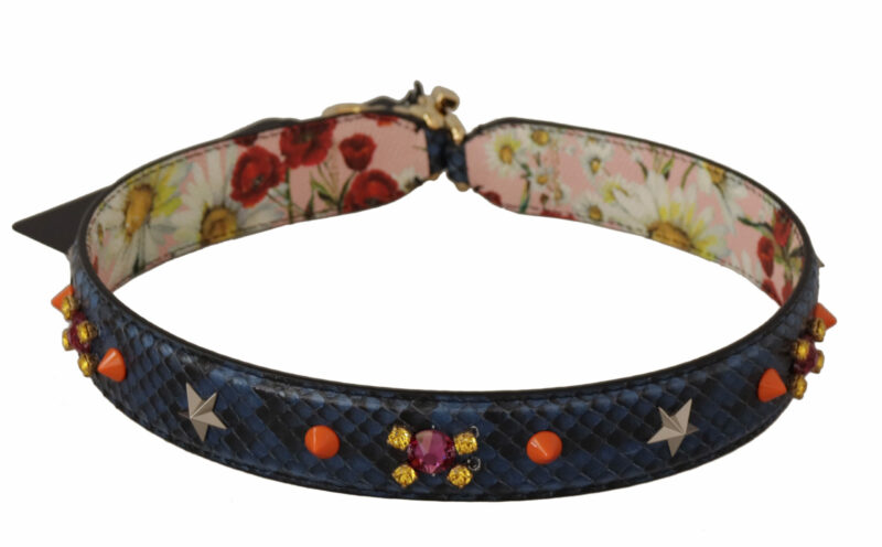 Dolce & Gabbana Elegant Blue Python Leather Bag Strap - Image 3