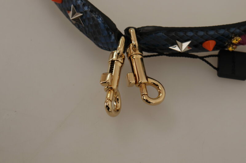 Dolce & Gabbana Elegant Blue Python Leather Bag Strap - Image 5