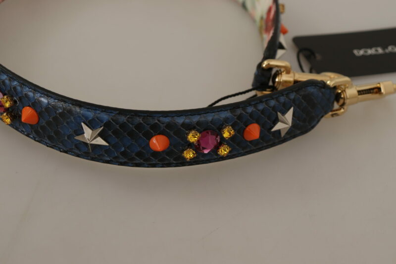 Dolce & Gabbana Elegant Blue Python Leather Bag Strap - Image 6