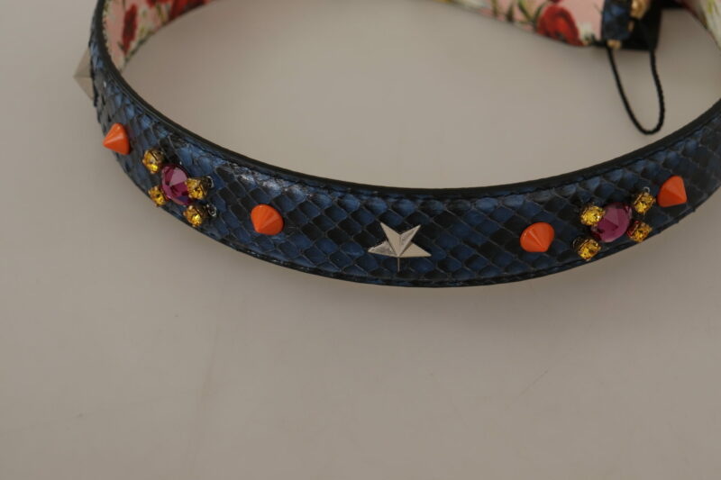 Dolce & Gabbana Elegant Blue Python Leather Bag Strap - Image 7