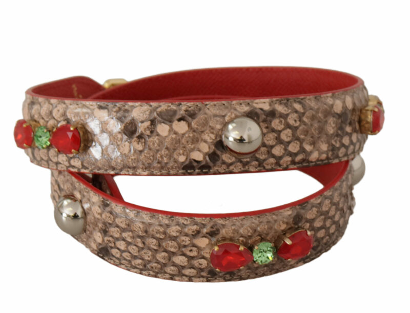 Dolce & Gabbana Chic Brown Python Leather Bag Strap - Image 2