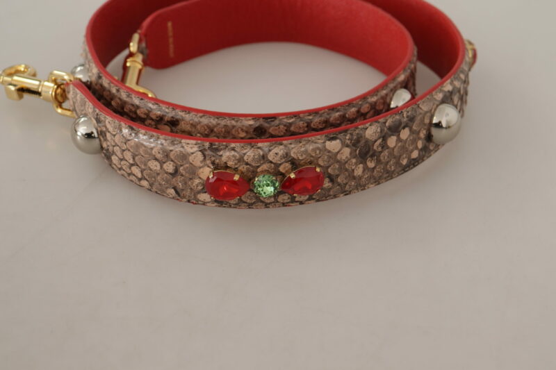 Dolce & Gabbana Chic Brown Python Leather Bag Strap - Image 4