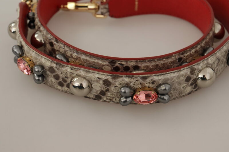 Dolce & Gabbana Opulent Python Leather Bag Strap in Beige - Image 4