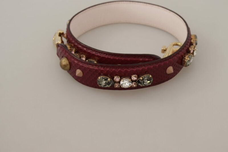 Dolce & Gabbana Elegant Python Leather Bag Strap in Bordeaux - Image 4