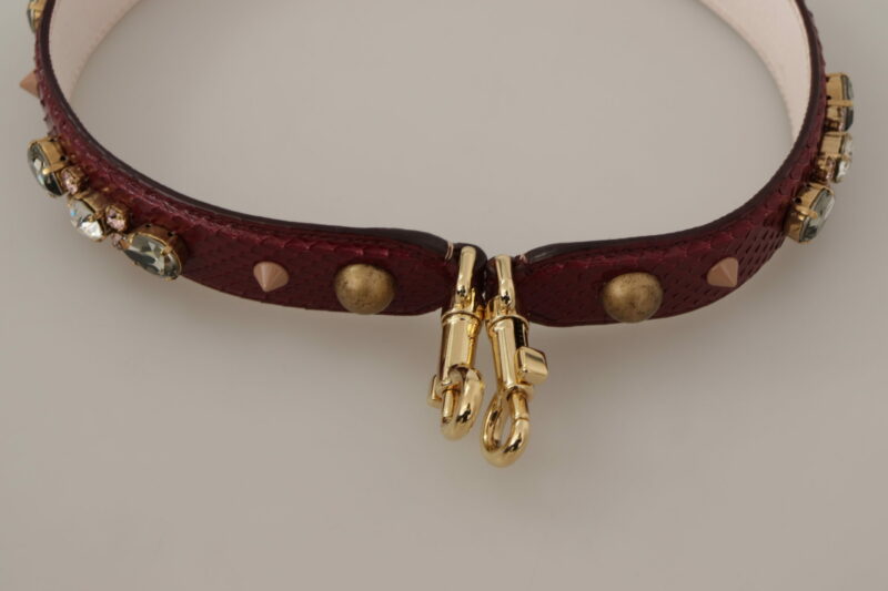 Dolce & Gabbana Elegant Python Leather Bag Strap in Bordeaux - Image 5