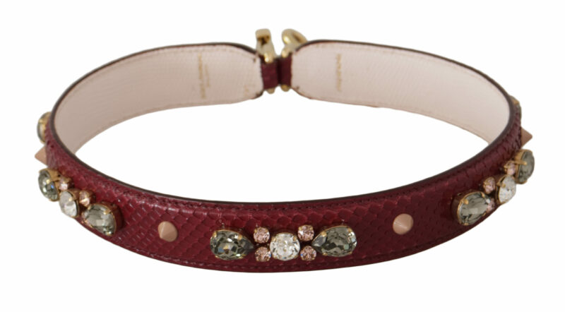 Dolce & Gabbana Elegant Python Leather Bag Strap in Bordeaux - Image 6