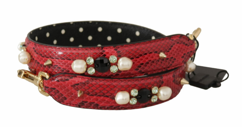 Dolce & Gabbana Elegant Red Python Leather Shoulder Strap - Image 2