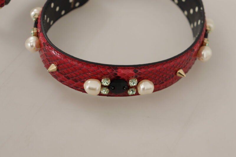 Dolce & Gabbana Elegant Red Python Leather Shoulder Strap - Image 5
