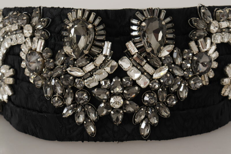 Dolce & Gabbana Elegant Rhinestone-Embellished Silk Belt - Image 2
