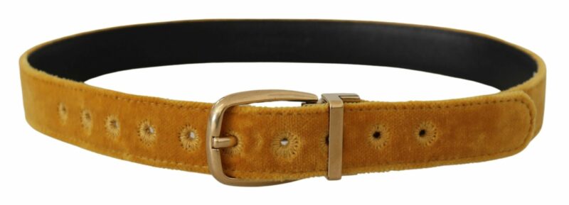 Dolce & Gabbana Elegant Velvet Gold Buckle Women's Belt - Image 3