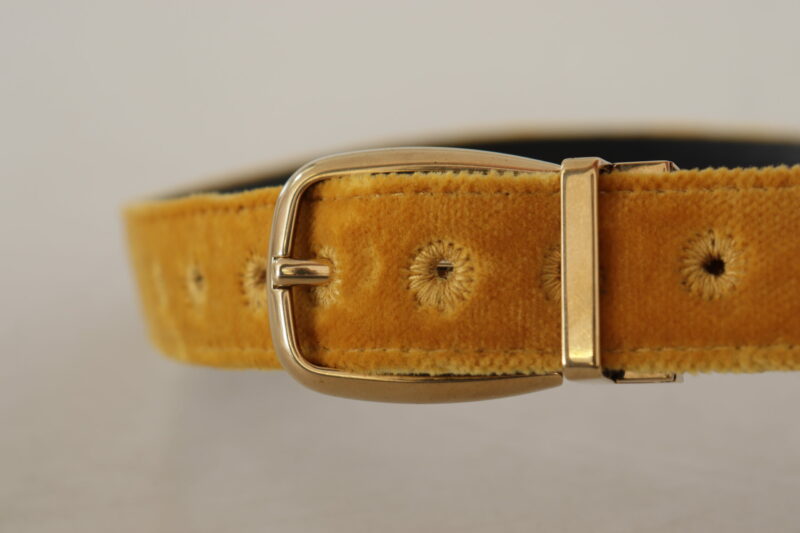 Dolce & Gabbana Elegant Velvet Gold Buckle Women's Belt - Image 4