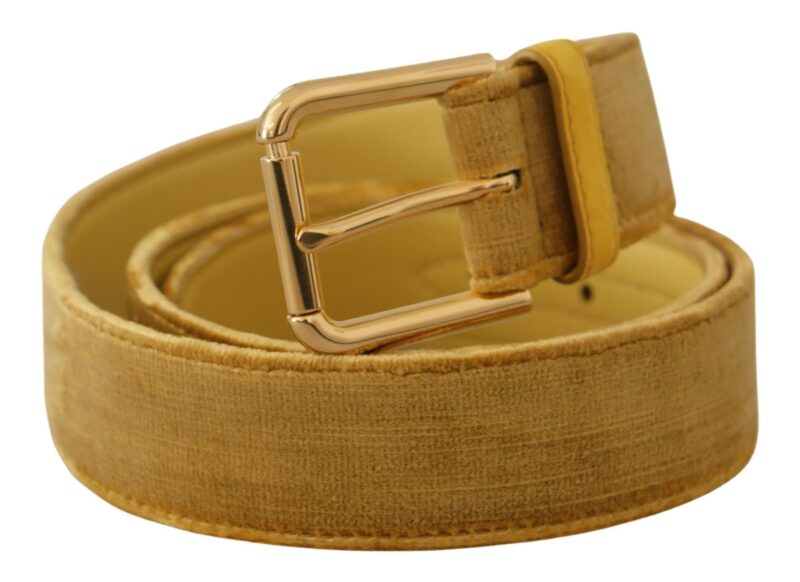Dolce & Gabbana Elegant Velvet Designer Gold-Buckled Belt - Image 2