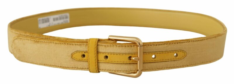 Dolce & Gabbana Elegant Velvet Designer Gold-Buckled Belt - Image 3