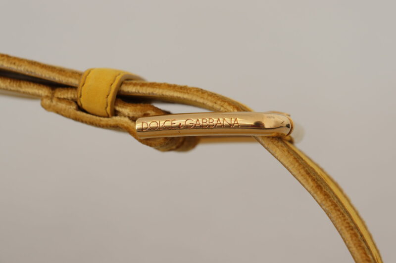 Dolce & Gabbana Elegant Velvet Designer Gold-Buckled Belt - Image 5