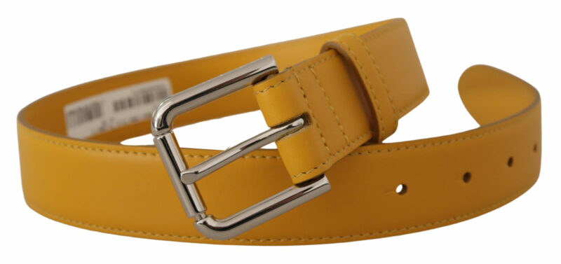 Dolce & Gabbana Elegant Leather Belt in Sunshine Yellow - Image 2