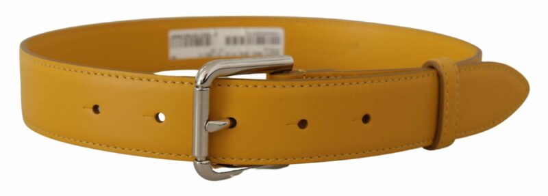 Dolce & Gabbana Elegant Leather Belt in Sunshine Yellow - Image 3