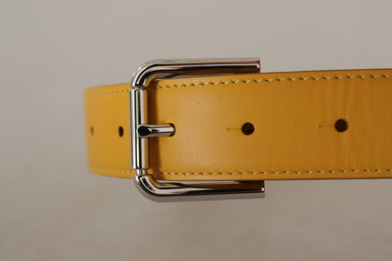 Dolce & Gabbana Elegant Leather Belt in Sunshine Yellow - Image 4