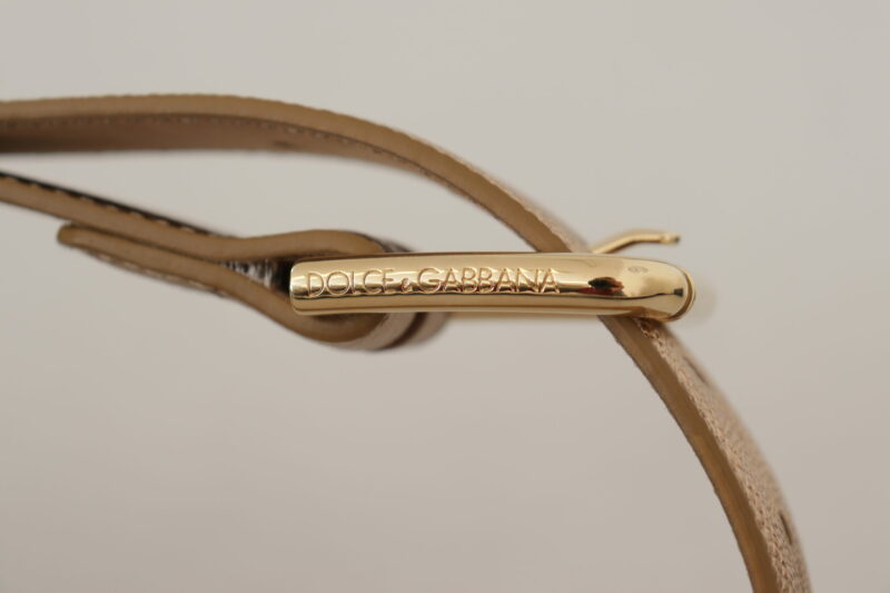 Dolce & Gabbana Chic Rose Gold Leather Belt with Logo Buckle - Image 5