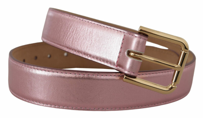 Dolce & Gabbana Elegant Metallic Pink Leather Belt - Image 2