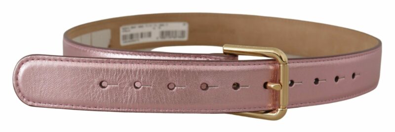 Dolce & Gabbana Elegant Metallic Pink Leather Belt - Image 3