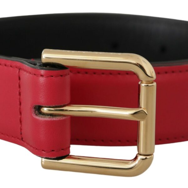 Dolce & Gabbana Elegant Red Leather Belt with Gold-Tone Buckle