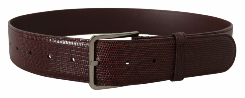Dolce & Gabbana Elegant Maroon Leather Belt with Engraved Buckle - Image 3