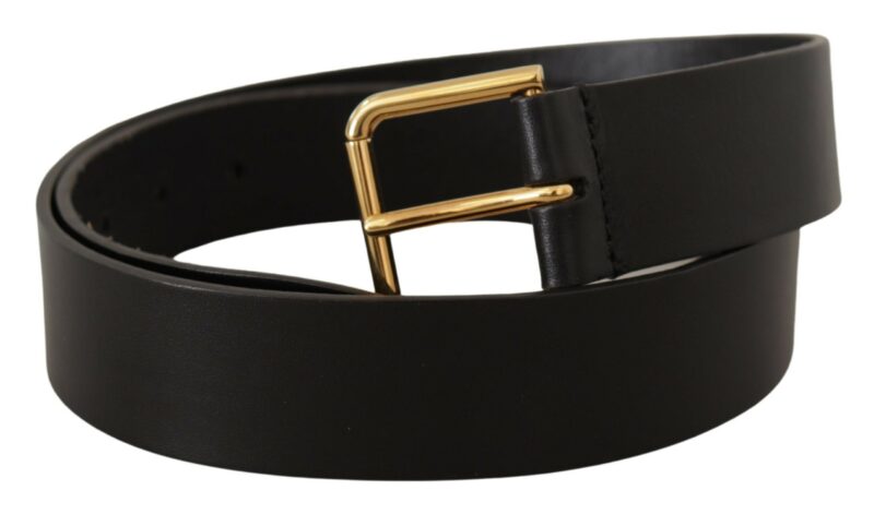 Dolce & Gabbana Elegant Black Leather Belt with Gold-Tone Buckle - Image 2
