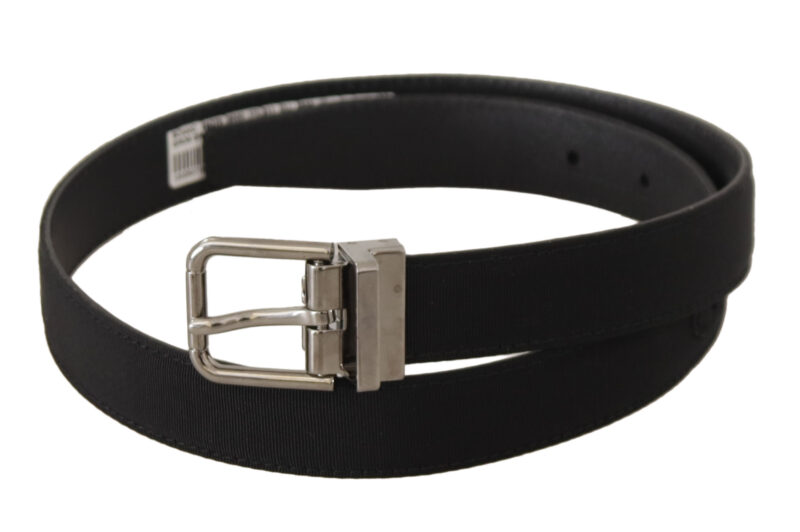 Dolce & Gabbana Elegant Black Canvas & Leather Belt - Image 2