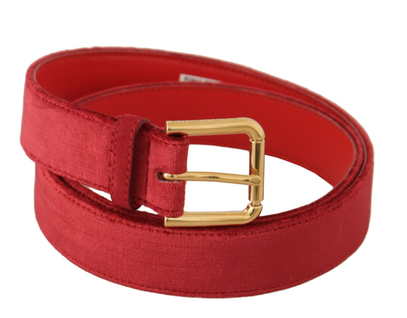 Dolce & Gabbana Elegant Red Suede Designer Belt - Image 2