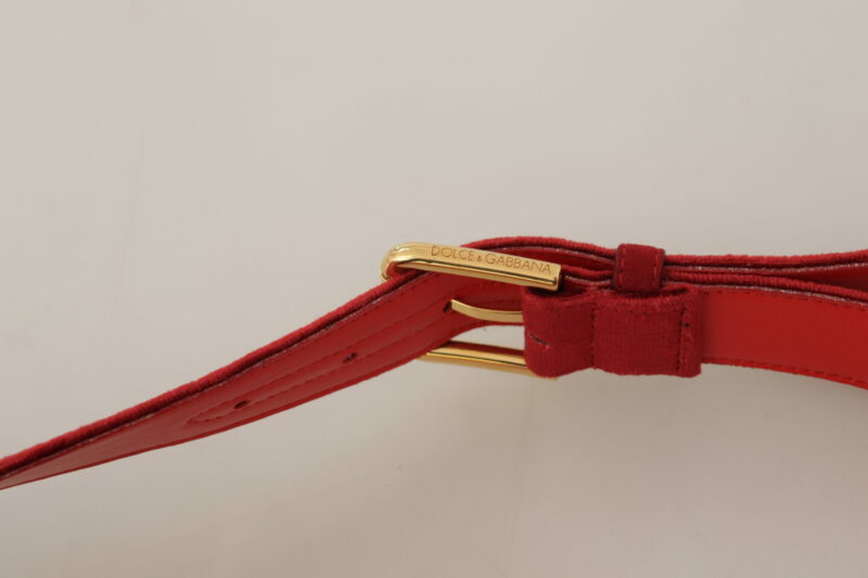 Dolce & Gabbana Elegant Red Suede Designer Belt - Image 5