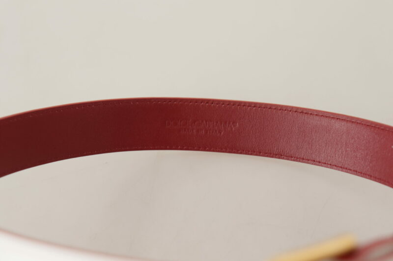 Dolce & Gabbana Elegant White Leather Belt with Engraved Buckle - Image 4