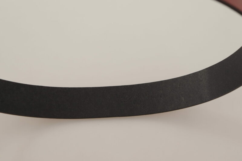 Dolce & Gabbana Elegant Red Leather Belt with Engraved Buckle - Image 4
