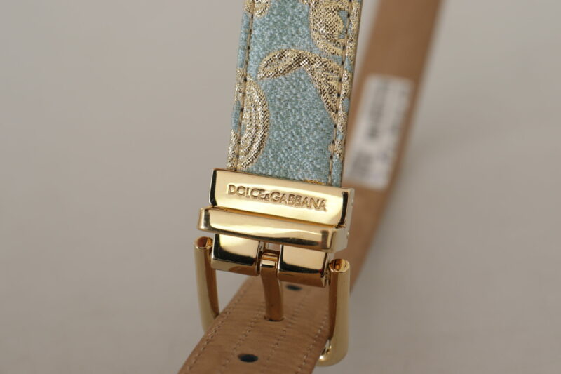 Dolce & Gabbana Elegant Light Blue Leather Belt with Gold Buckle - Image 3