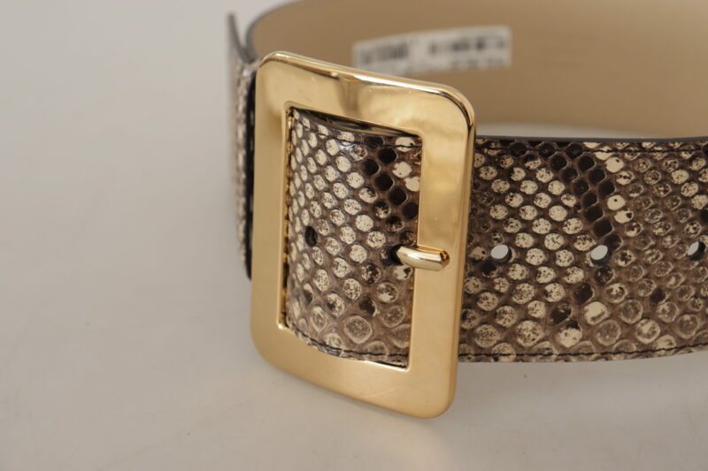 Dolce & Gabbana Elegant Leather Belt with Engraved Buckle - Image 4
