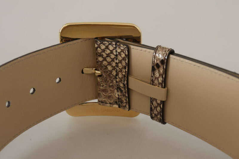 Dolce & Gabbana Elegant Leather Belt with Engraved Buckle - Image 5