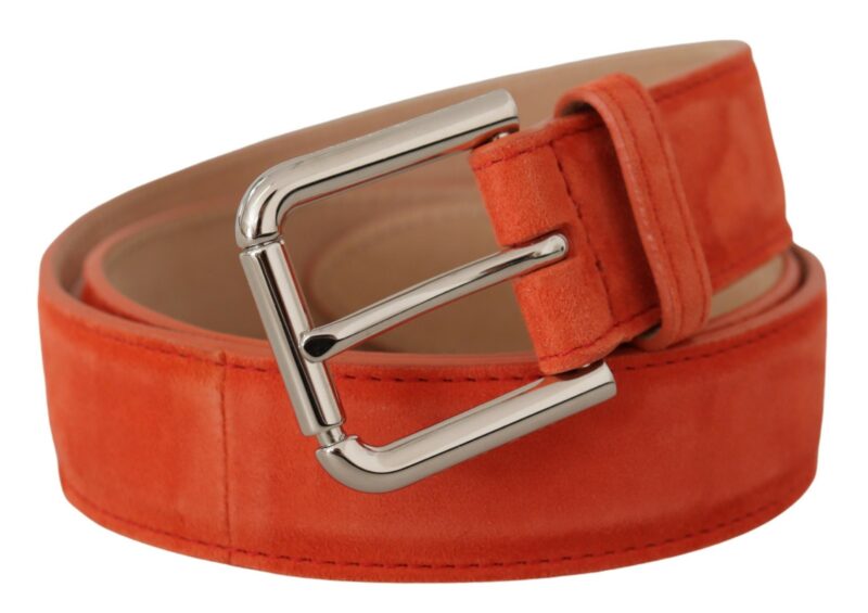 Dolce & Gabbana Elegant Suede Leather Belt in Vibrant Orange - Image 2