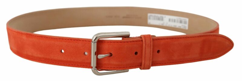 Dolce & Gabbana Elegant Suede Leather Belt in Vibrant Orange - Image 3