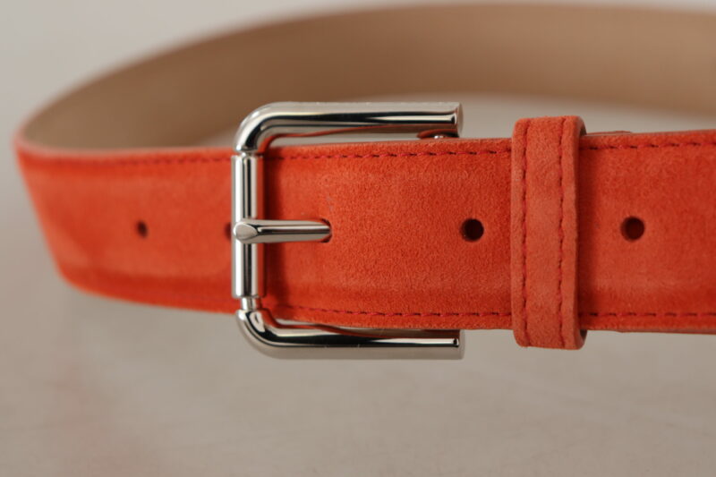 Dolce & Gabbana Elegant Suede Leather Belt in Vibrant Orange - Image 4