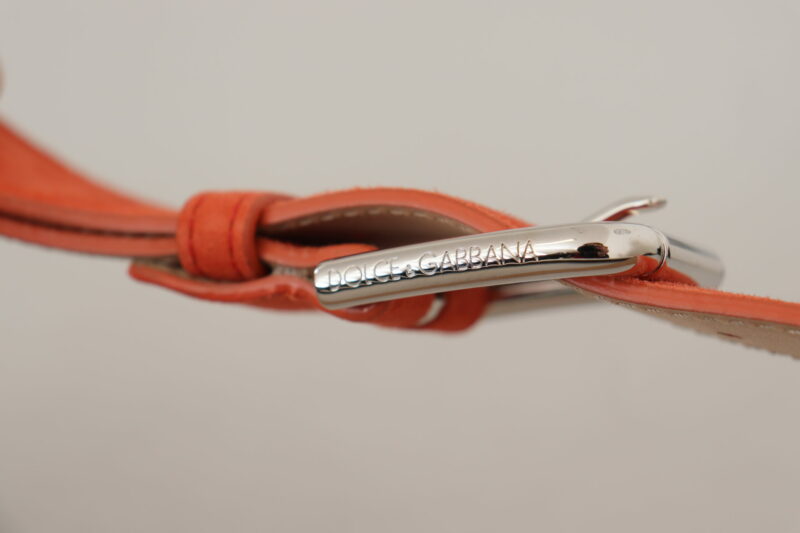 Dolce & Gabbana Elegant Suede Leather Belt in Vibrant Orange - Image 5