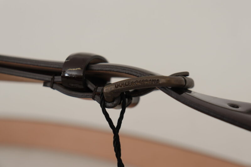 Dolce & Gabbana Elegant Black Leather Logo Buckle Belt - Image 5