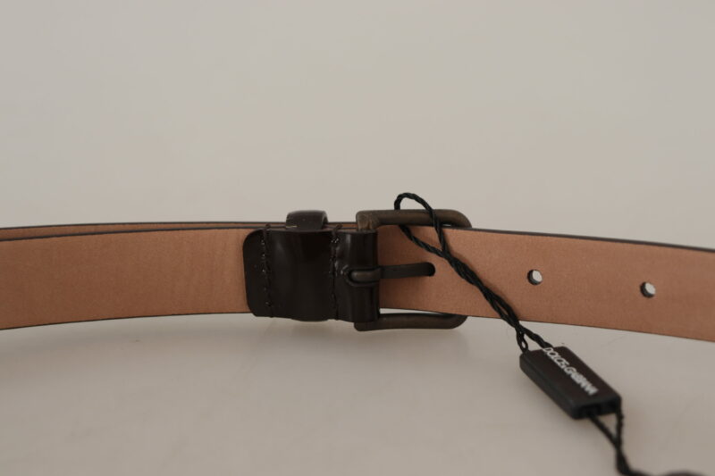 Dolce & Gabbana Elegant Black Leather Logo Buckle Belt - Image 6